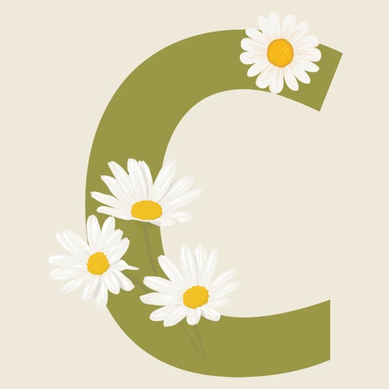 Letter c green daisies