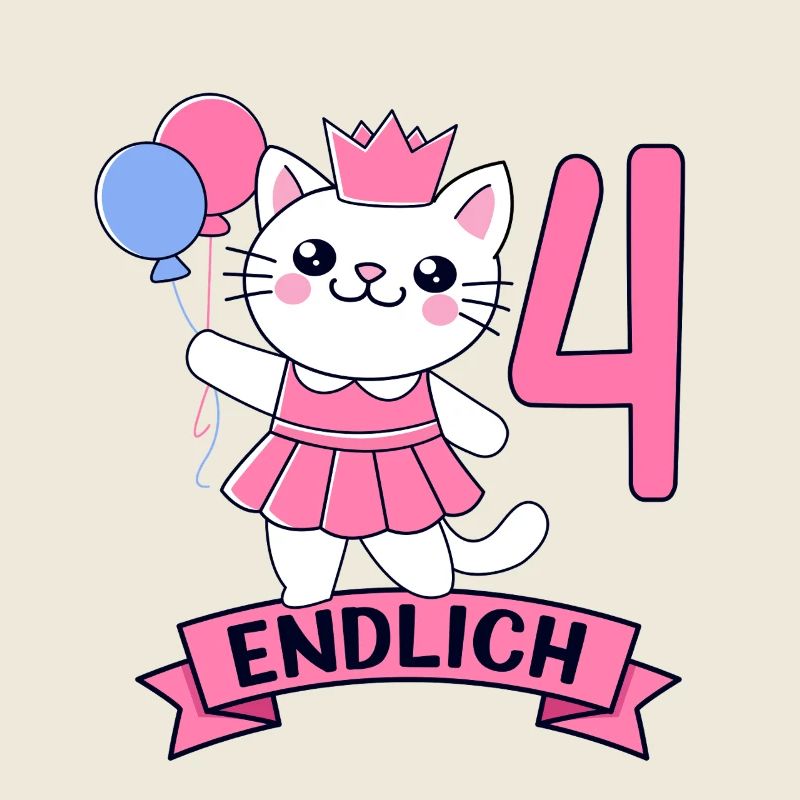 Katze Geburtstagsmotiv Endlich 4 Jahre Mädchen