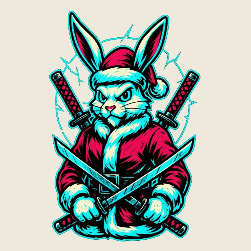 Ninja Christmas Bunny Katana Shirt