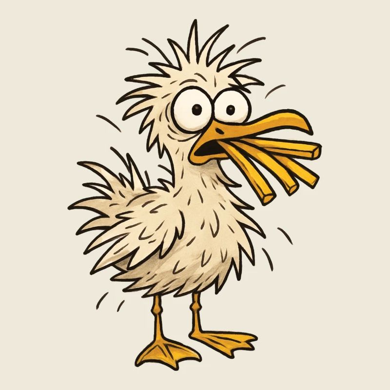 Drôle de mouette avec frites