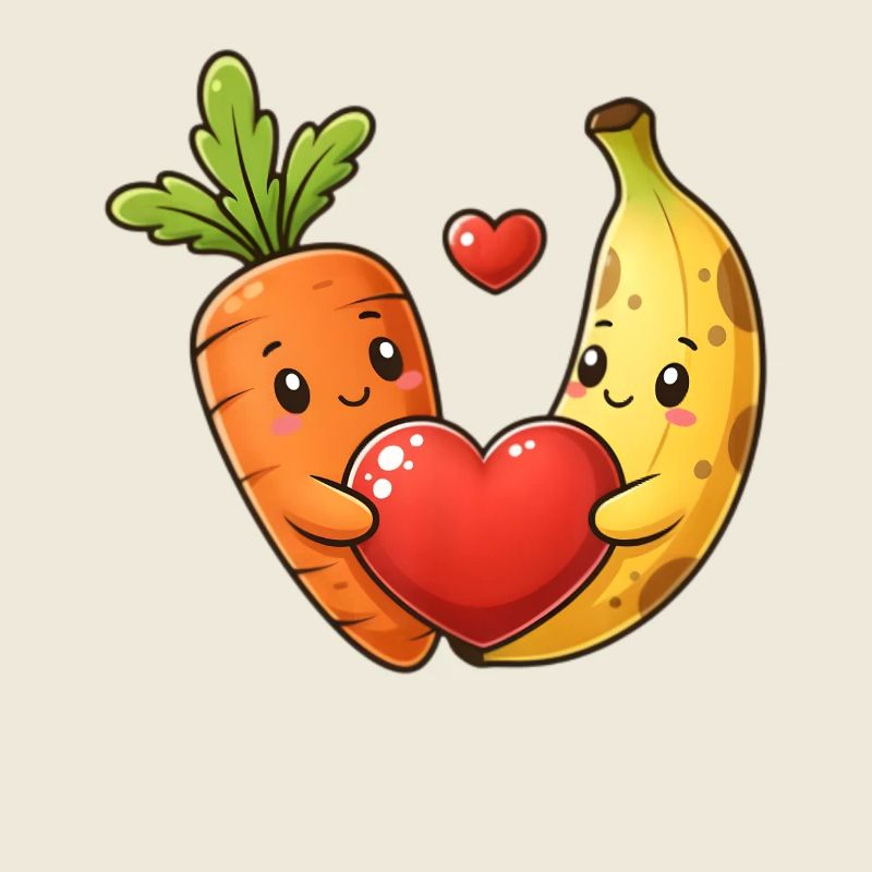 Couple Fruit Heart Cartoon
