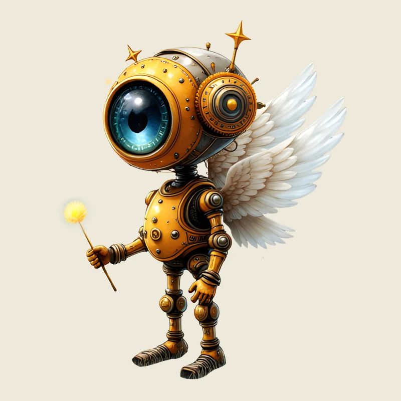 Robot ailé steampunk