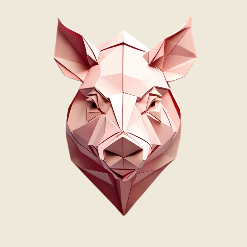 Low-Poly Schwein Kopf Pink