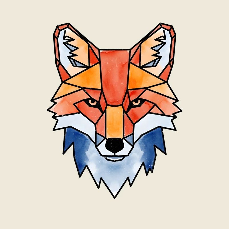 Geometrischer Aquarellfuchs Fuchs Wasserfarben