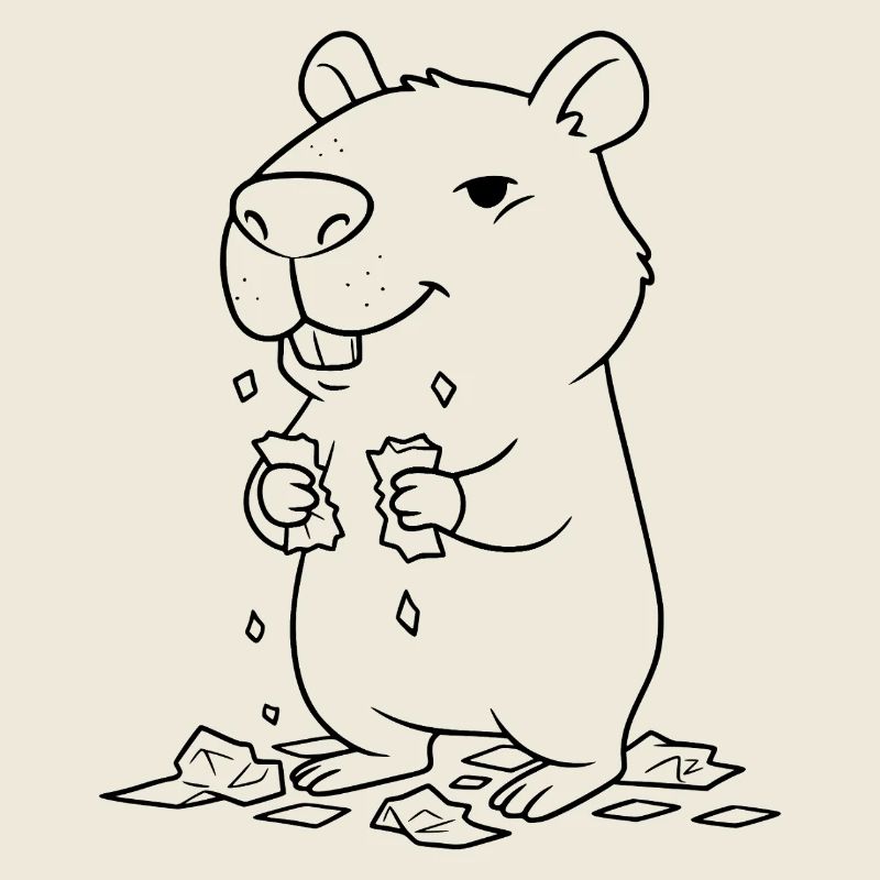 Capybara mange ses devoirs