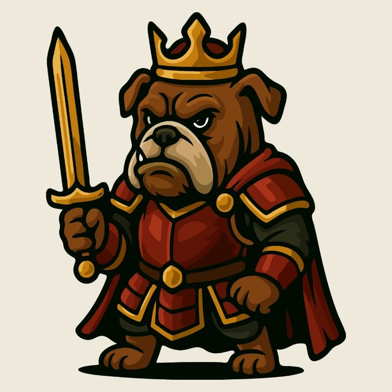 Roi guerrier bouledogue avec épée Fantasy Graphique