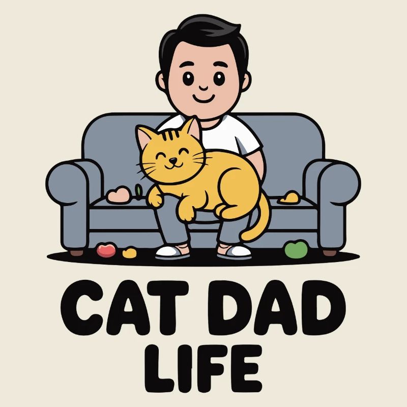 Cat Dad Life on the Sofa