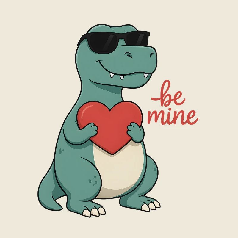 Cooler Dino mit Herz – Valentinstag Design