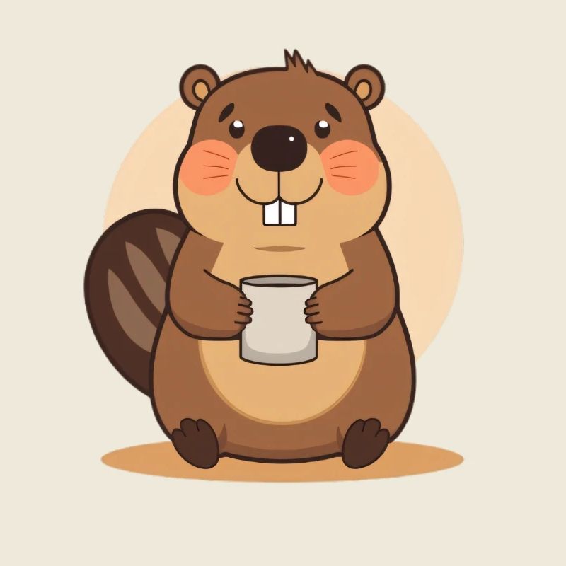 Liebenswerter Biber mit Tasse