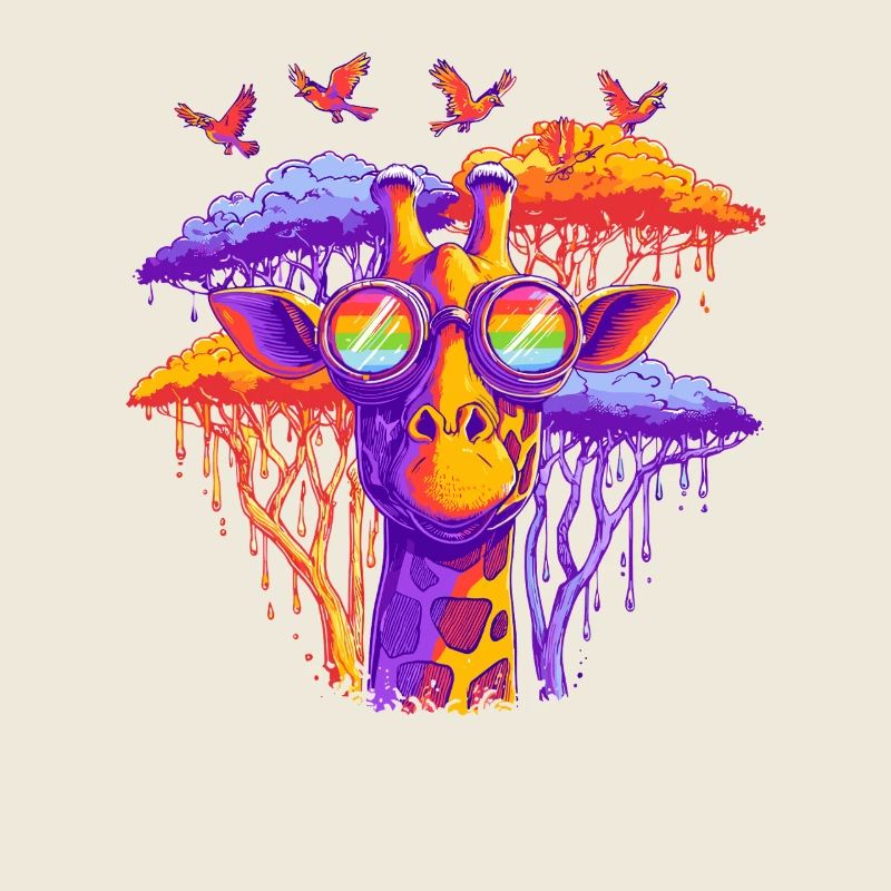 Fantasie Giraffe mit Regenbogenbrille