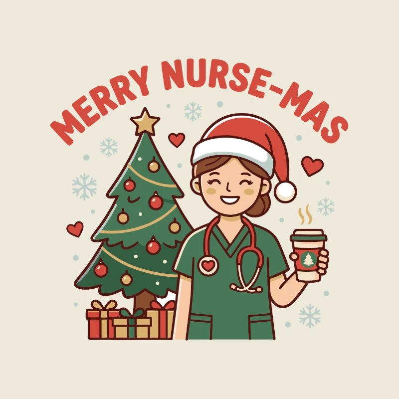Dessin animé de l’infirmière de Noël avec sapin