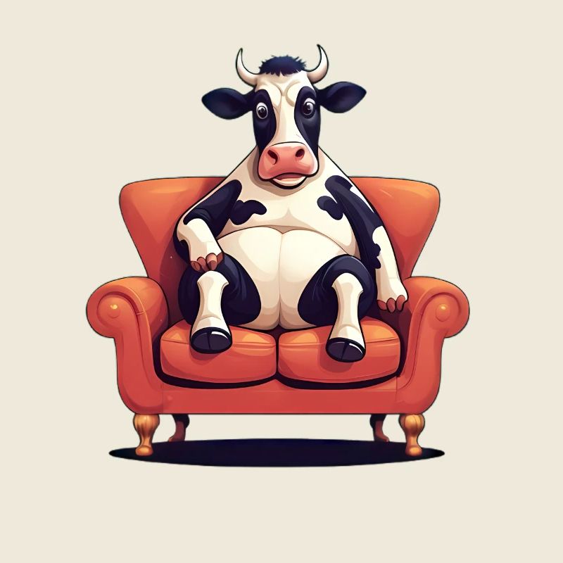 Dessin animé Vache sur le canapé