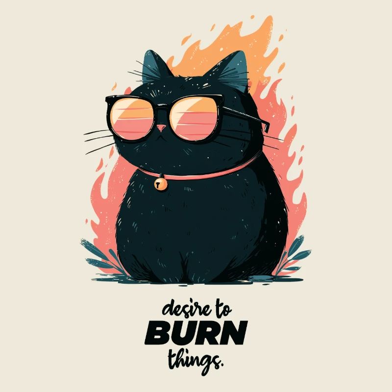 Chat avec des lunettes de soleil dans le feu