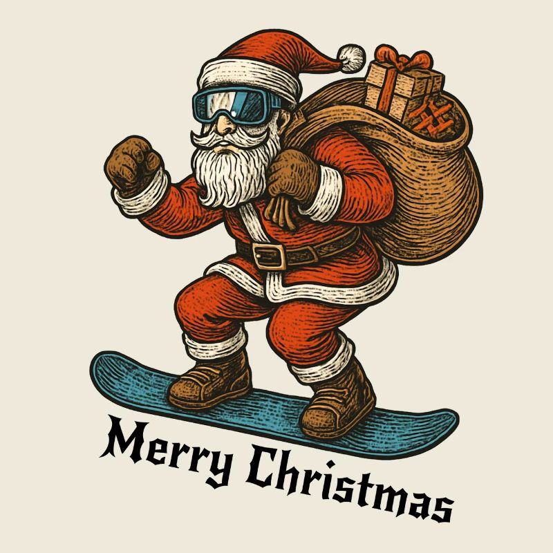 Santa Snowboard Joyeux Noël