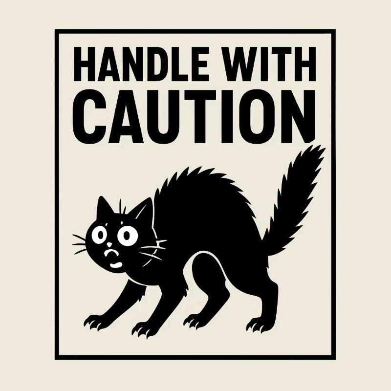 Handle With Caution Katze Achtung Spruch Fun