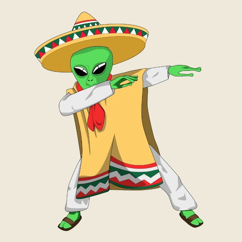 Dabbing Alien Sombrero Cinco De Mayo Funny Party
