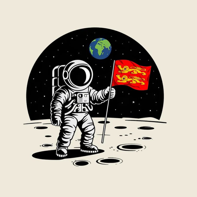 Astronaute Normand Drapeau Normandie sur la Lune
