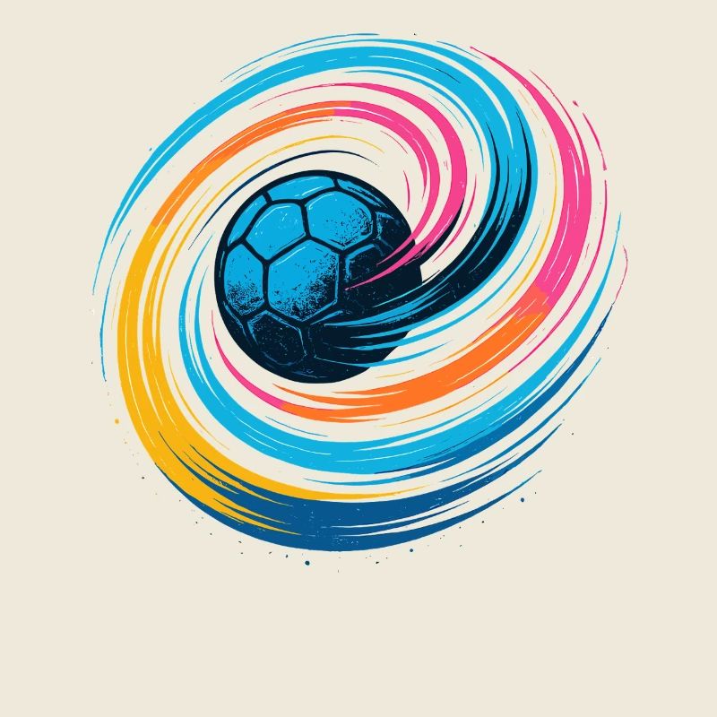 Balle néon de handball, lancer tourbillon coloré, dynamique