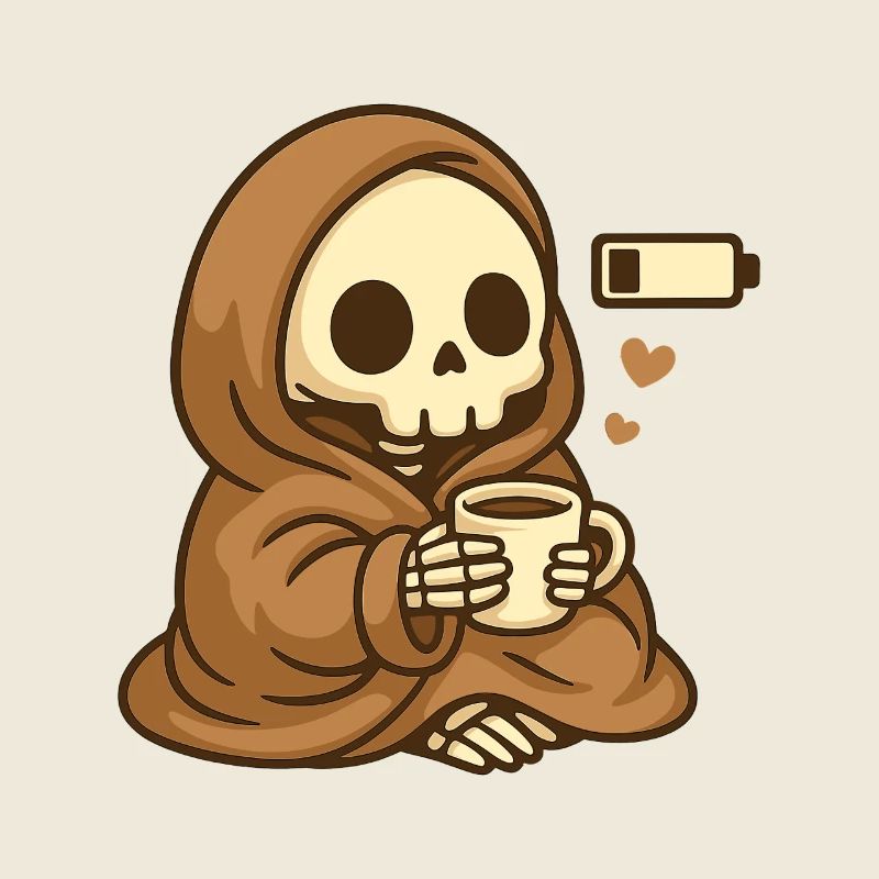 Low Battery Skelett – Cozy Kaffee