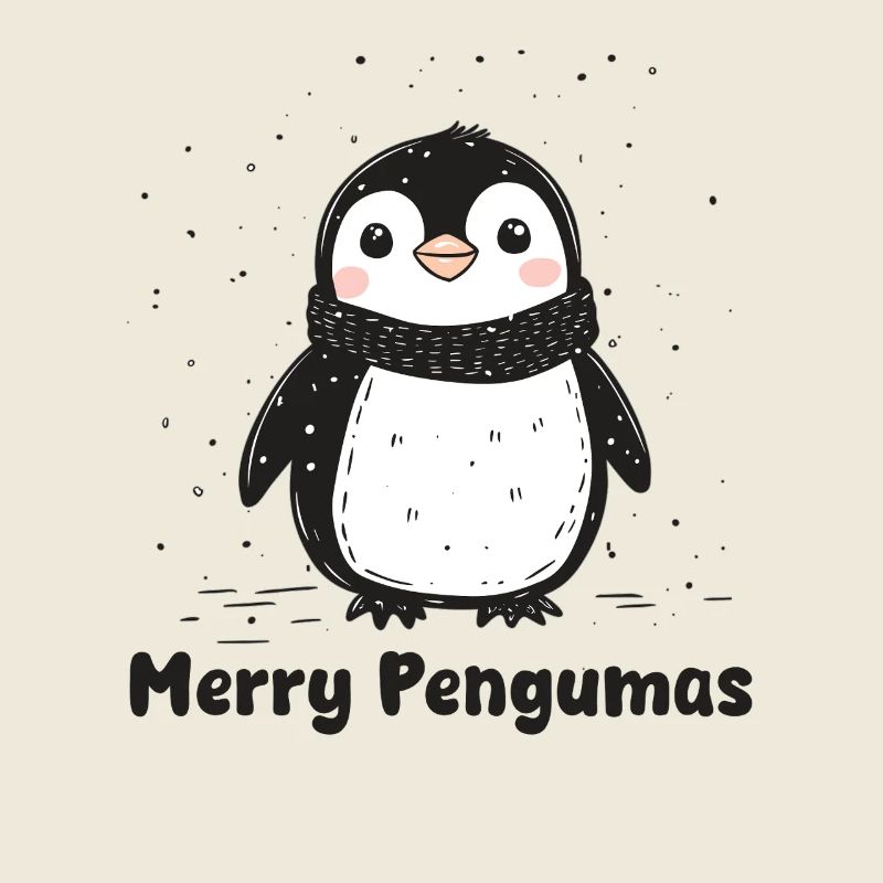 Merry Penguins, Cute Christmas Penguin