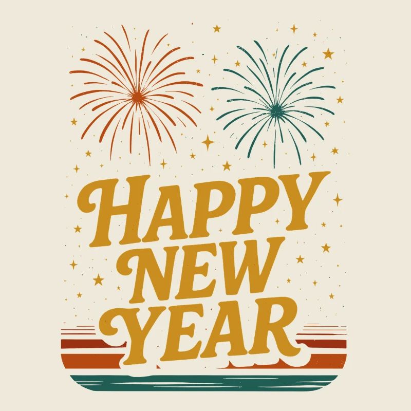 Typographie des feux d’artifice du Bon Nouvel An