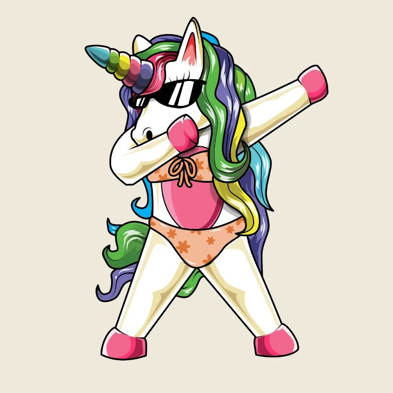 Dabbing Unicorn Bikini Summer Beach Vacation Funny