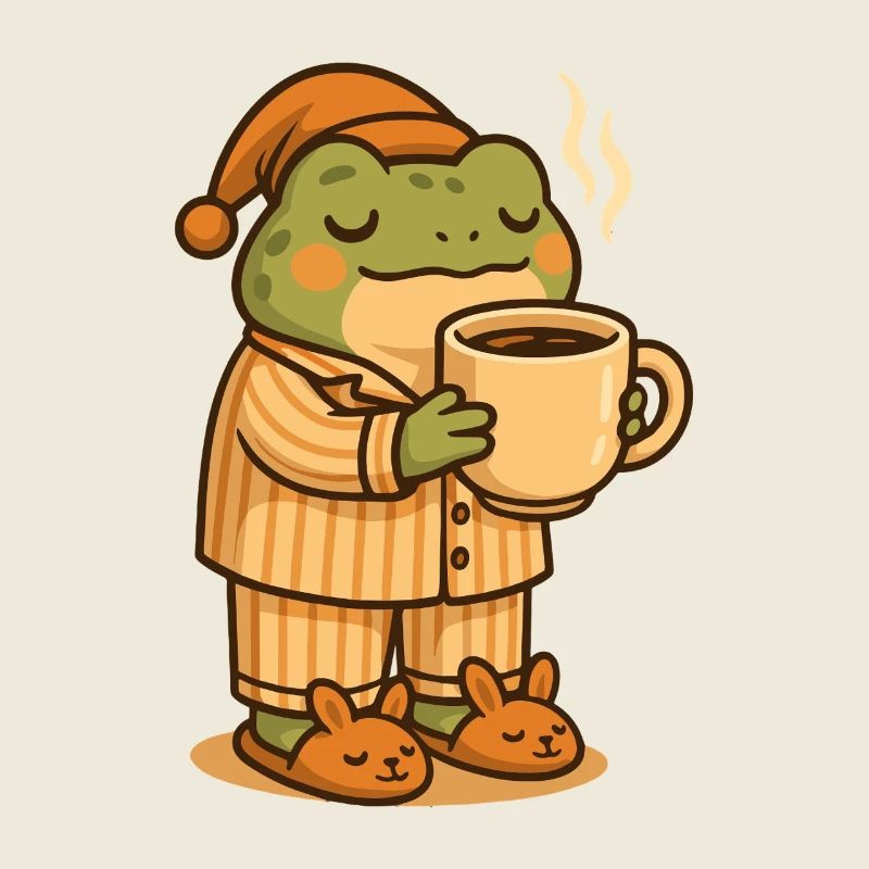 Kawaii Cozy Frog en pyjama – Frog Art