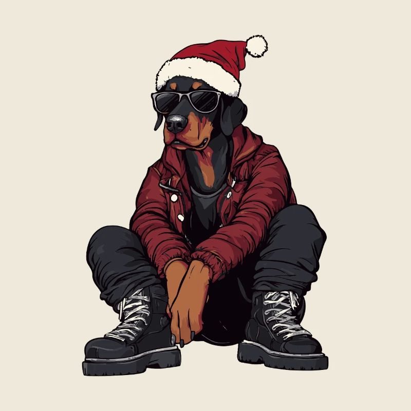 Doberman Chien de Noël Hiver
