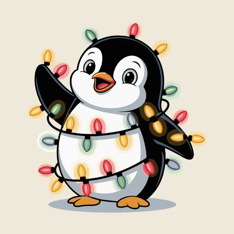 Pinguin mit Lichterkette