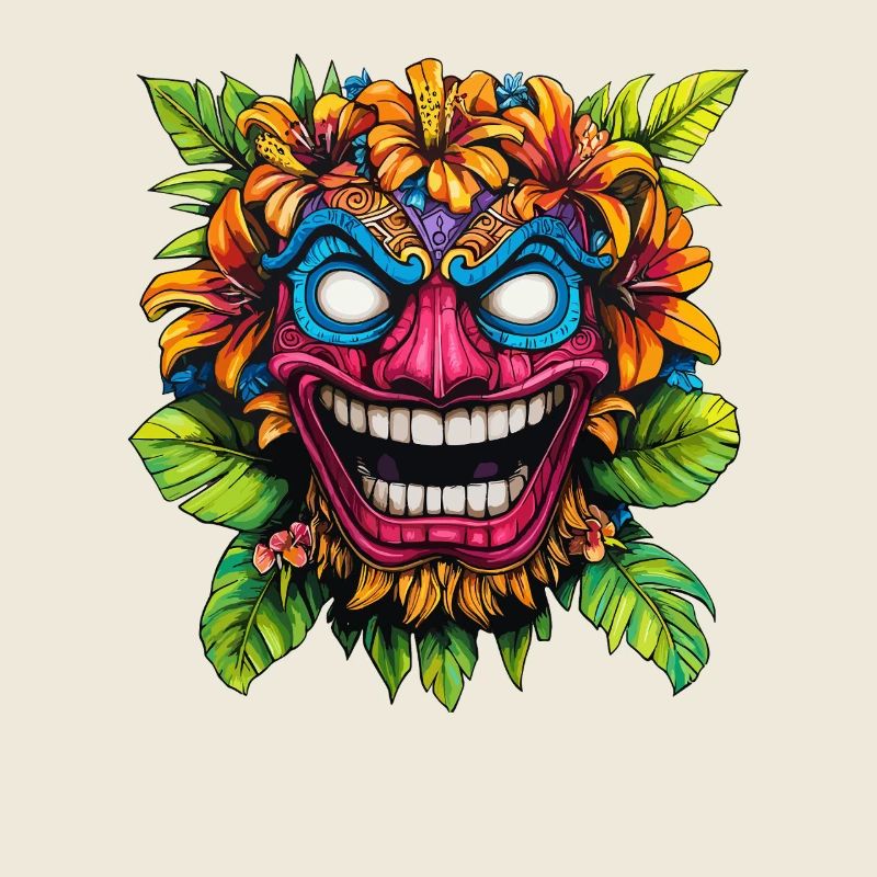 Tiki-Blütenmaske Farbexplosion