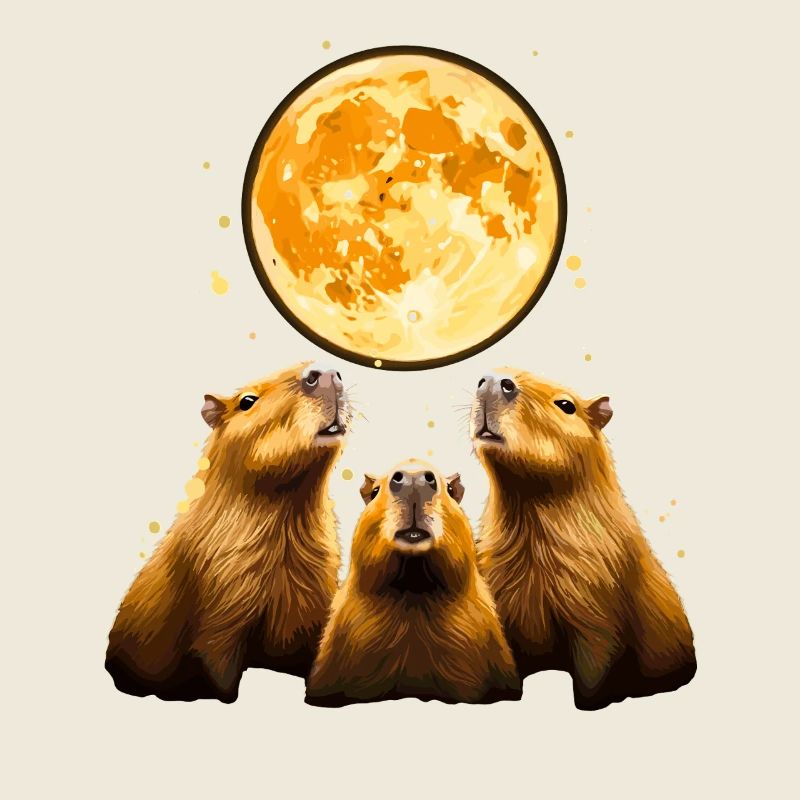 Trio de clair de lune capybara capybara