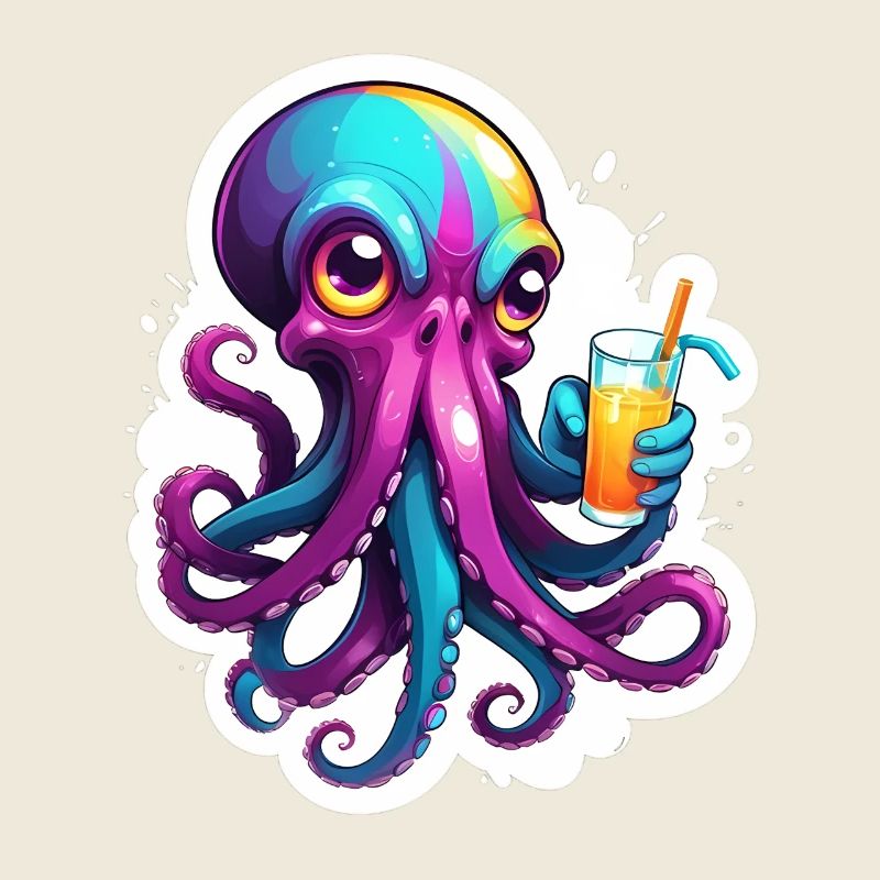 Colorful octopus with drink