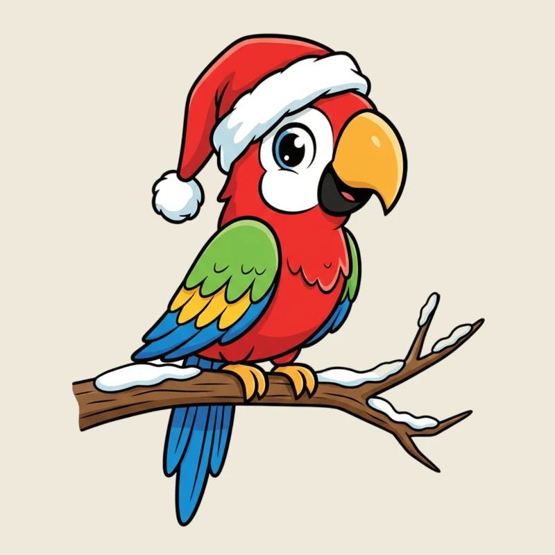 Perroquet de Noël sur la branche