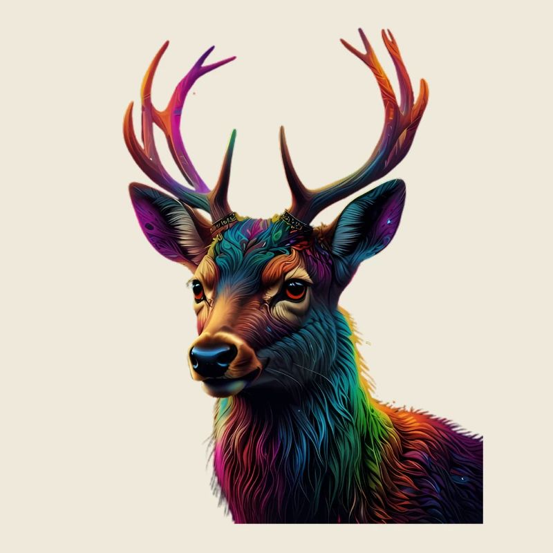Rainbow Deer Head Art Print