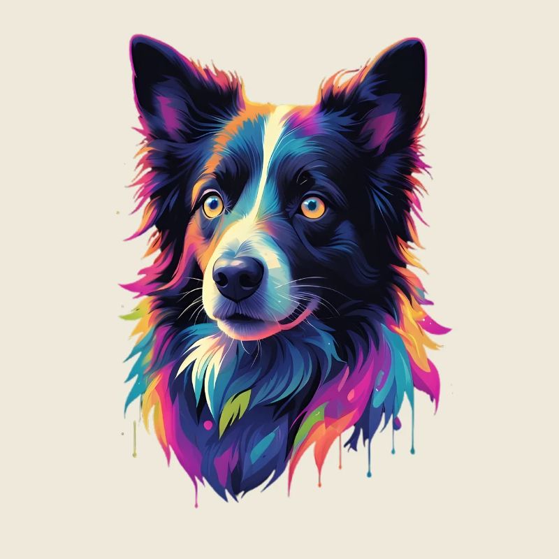Palette néon colorée tête de chien