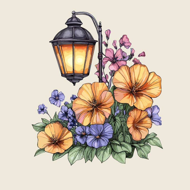 Gartenlampe im Blütenmeer