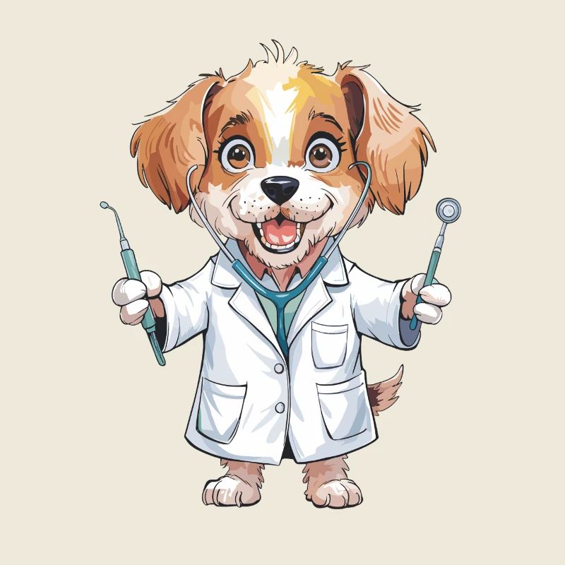 Dessin animé drôle de dentiste canin pour dentistes