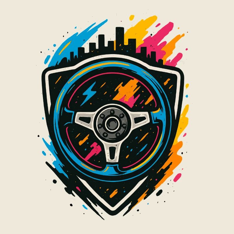 Volant de drift néon, t-shirt de course de rue
