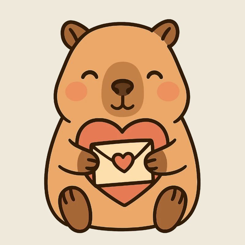 Capybara avec lettre d’amour – Motif de la Saint-Valentin
