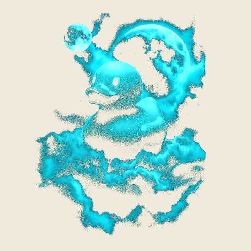 Neon-Raumente über blauer Wolke