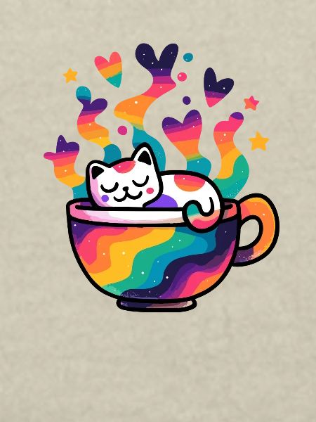 Regenbogenkatze im Becher