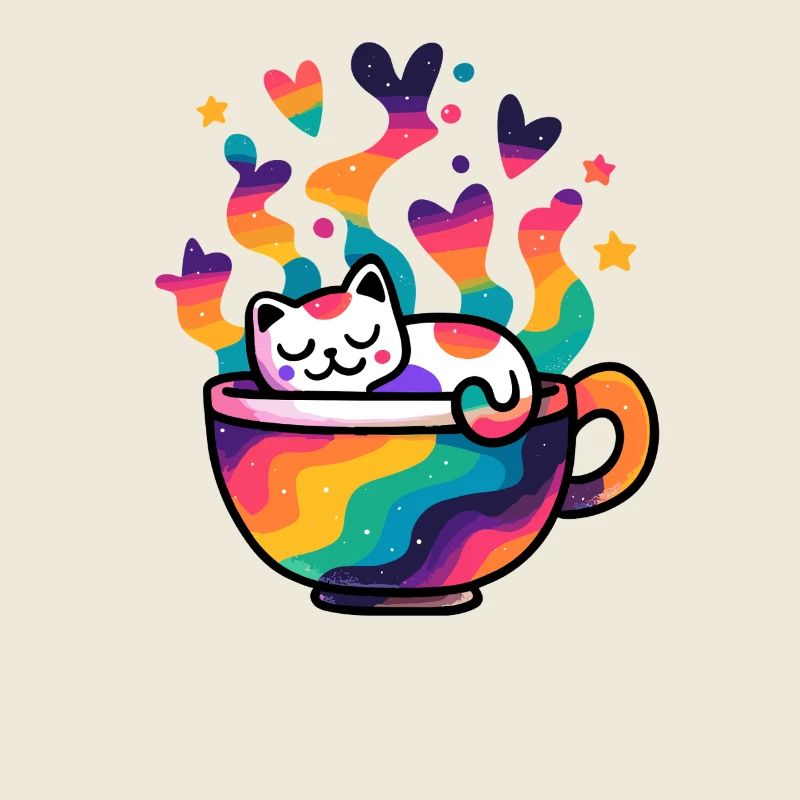 Regenbogenkatze im Becher