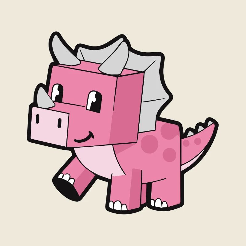 Dinosaure  Cube Rose Kawaii