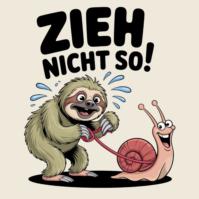Sloth Snail Saying, Don't Pull Like That