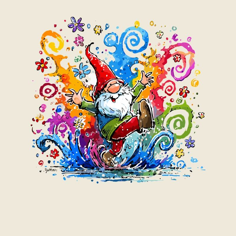 Bunter Gnom mit Farbspritzern