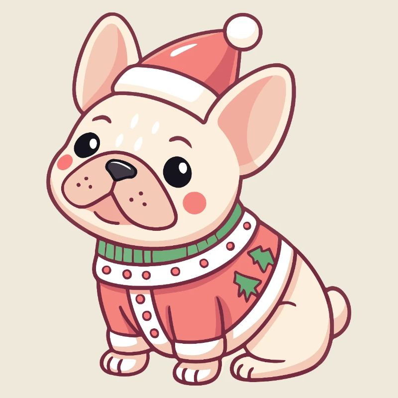 Weihnachtswelpe im roten Pullover