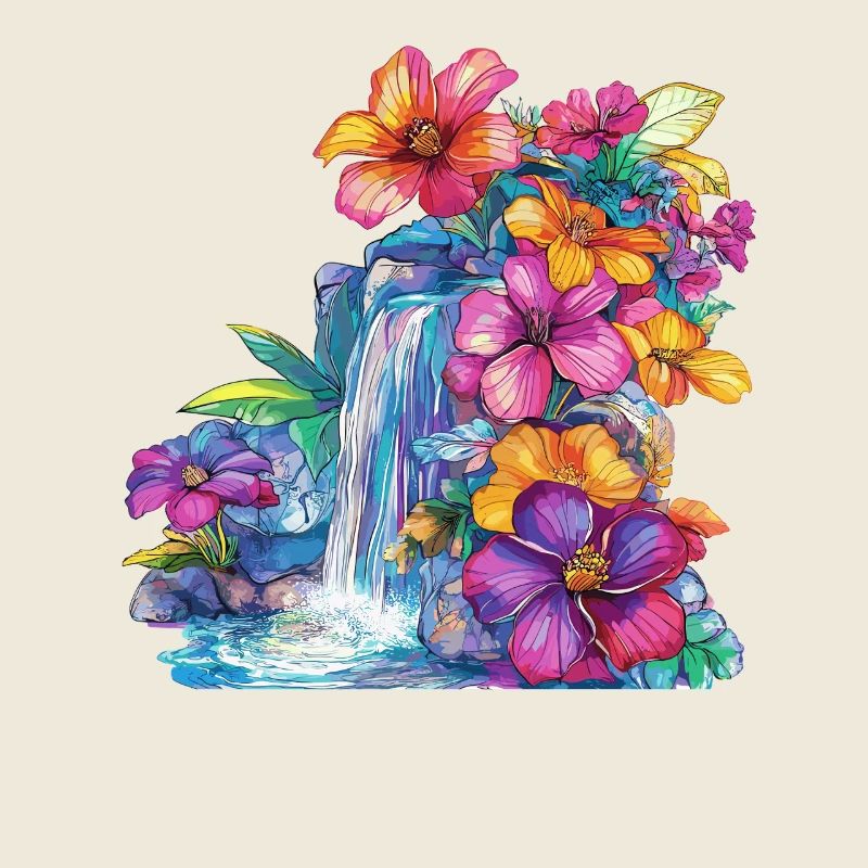 Blütenkaskade am Wasserfall
