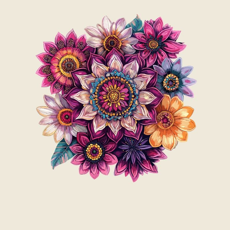 Mandala de Fleurs Kaléidoscopiques