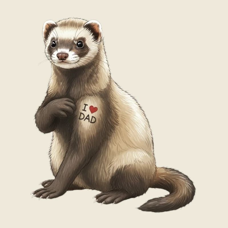 Frettchen Ich liebe Papa-Herz-Grafik