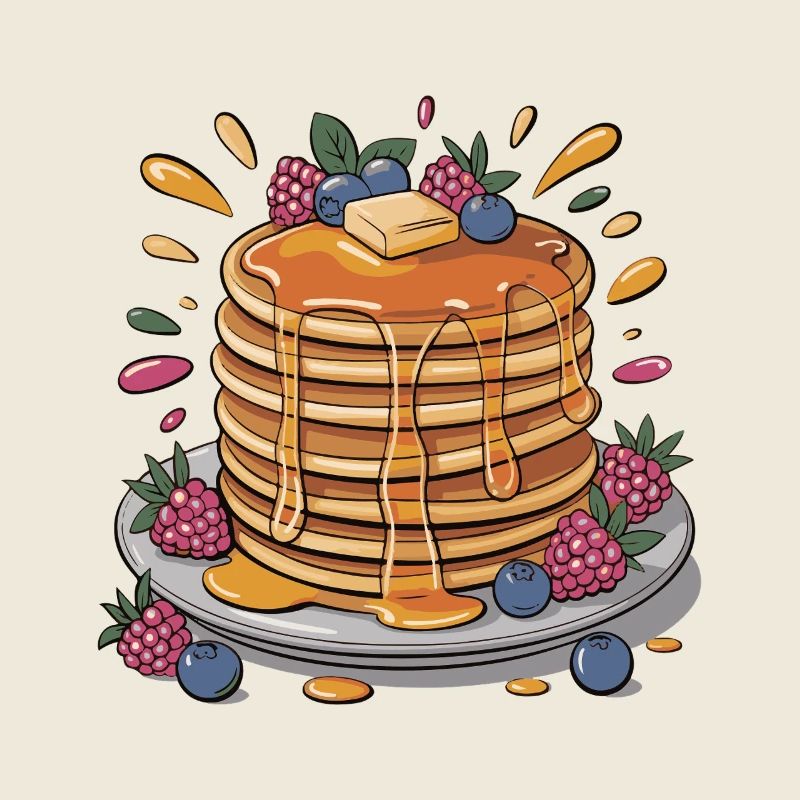 Syrup-Pfannkuchen mit Beeren